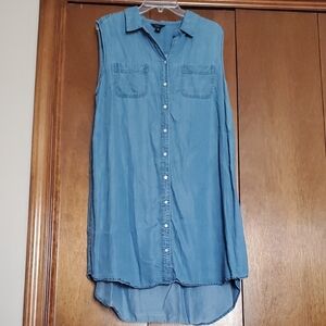 Intro. Blue Sleeveless Button-Down Jean Dress